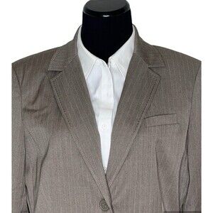 New York And Company Womens‎ Blazer Brown Size 12 Pinstripe Suit Jacket